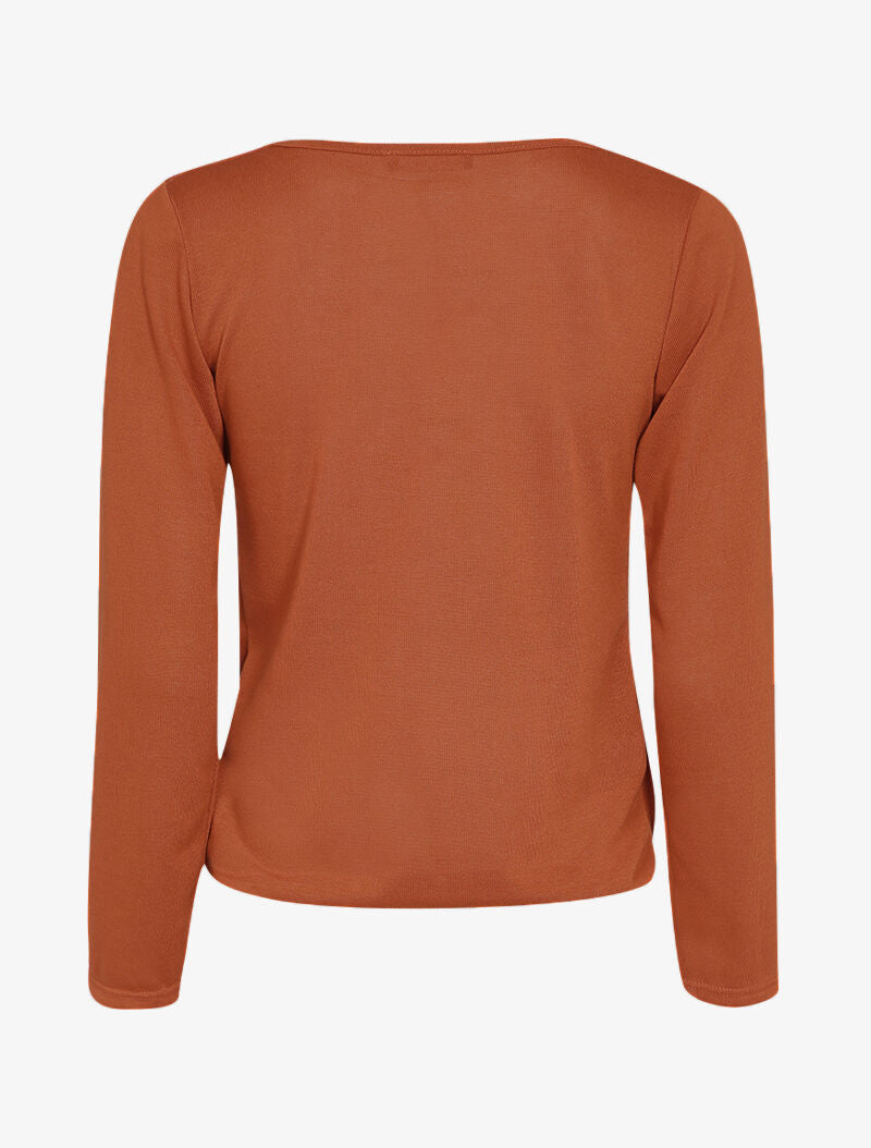 Pull fin à superposition et col cache-coeur - Orange - 3