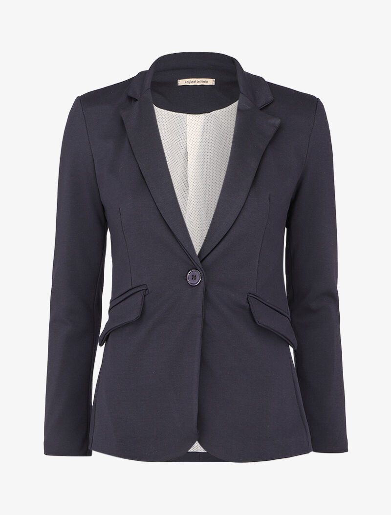 Blazer ajusté à un bouton - Marine - 1