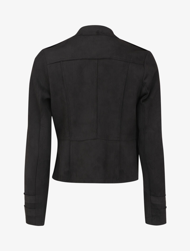 Veste courte en suédine style officier - Noir - 2