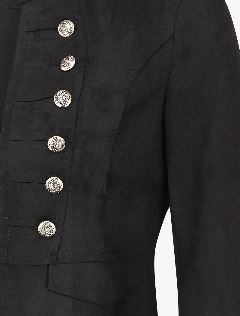 Veste courte en suédine style officier - Noir - 3