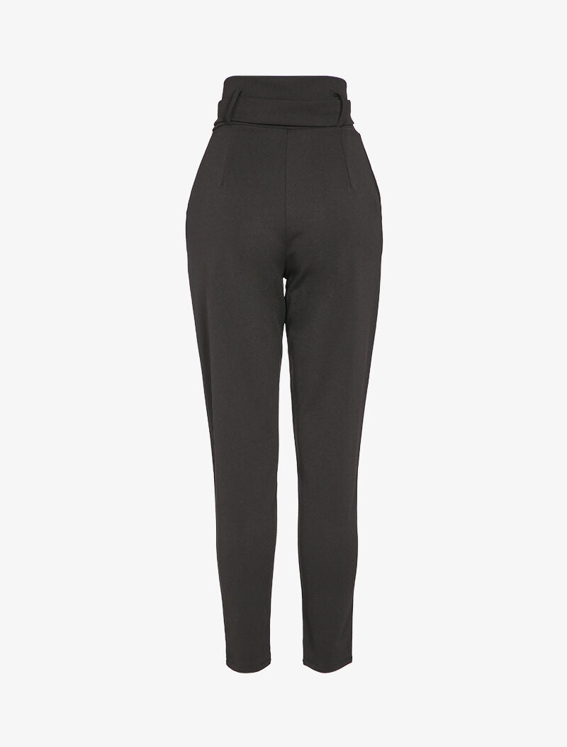 Pantalon carotte zippé à taille empire - Noir - 2