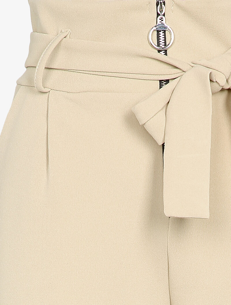 Pantalon carotte zippé à taille empire - Beige - 3