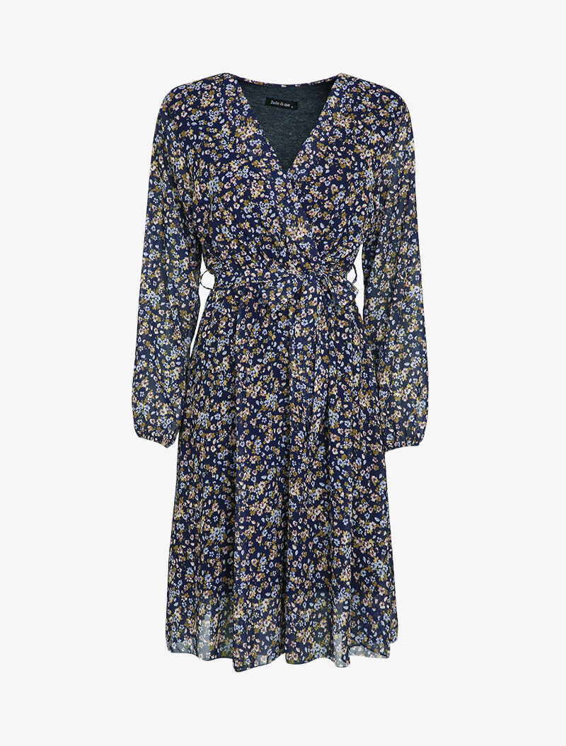 Robe patineuse à imprimé petites fleurs des champs - Marine - 4