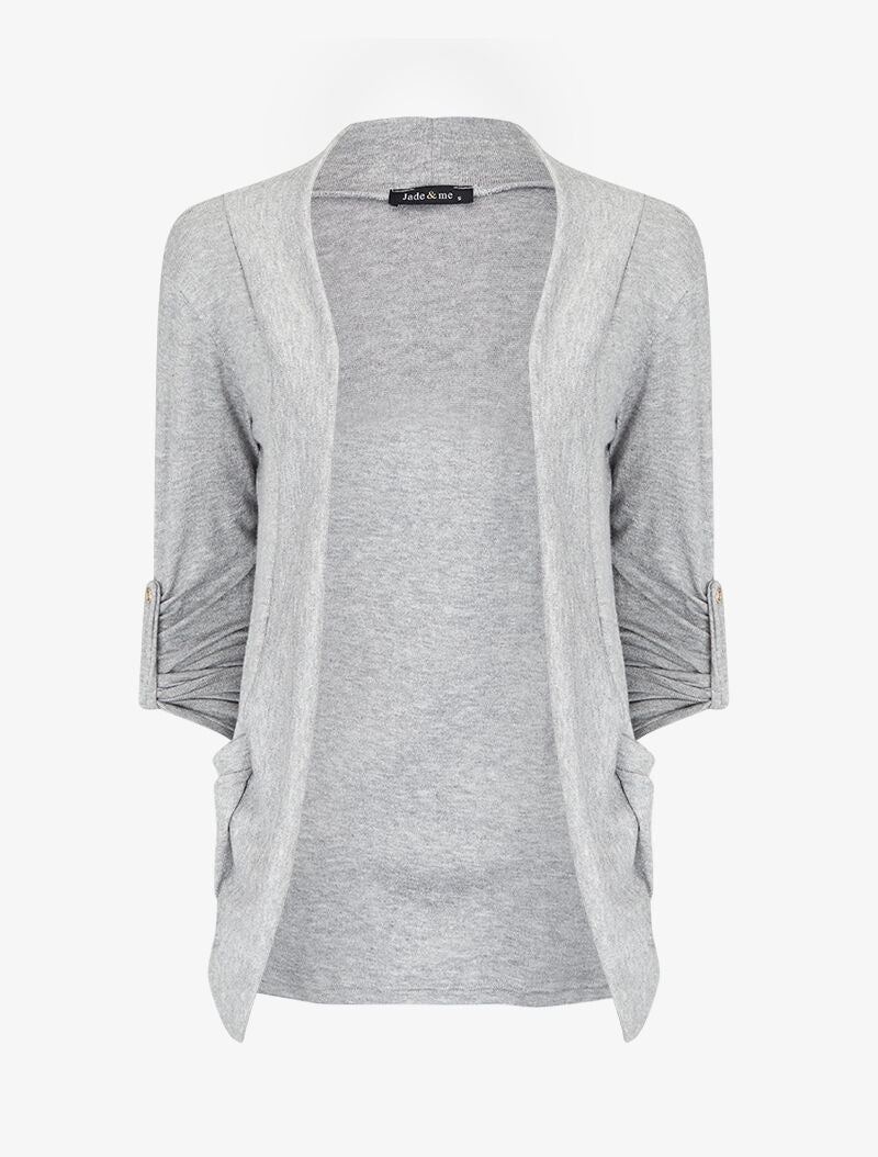 Gilet col châle - Gris chiné - 1