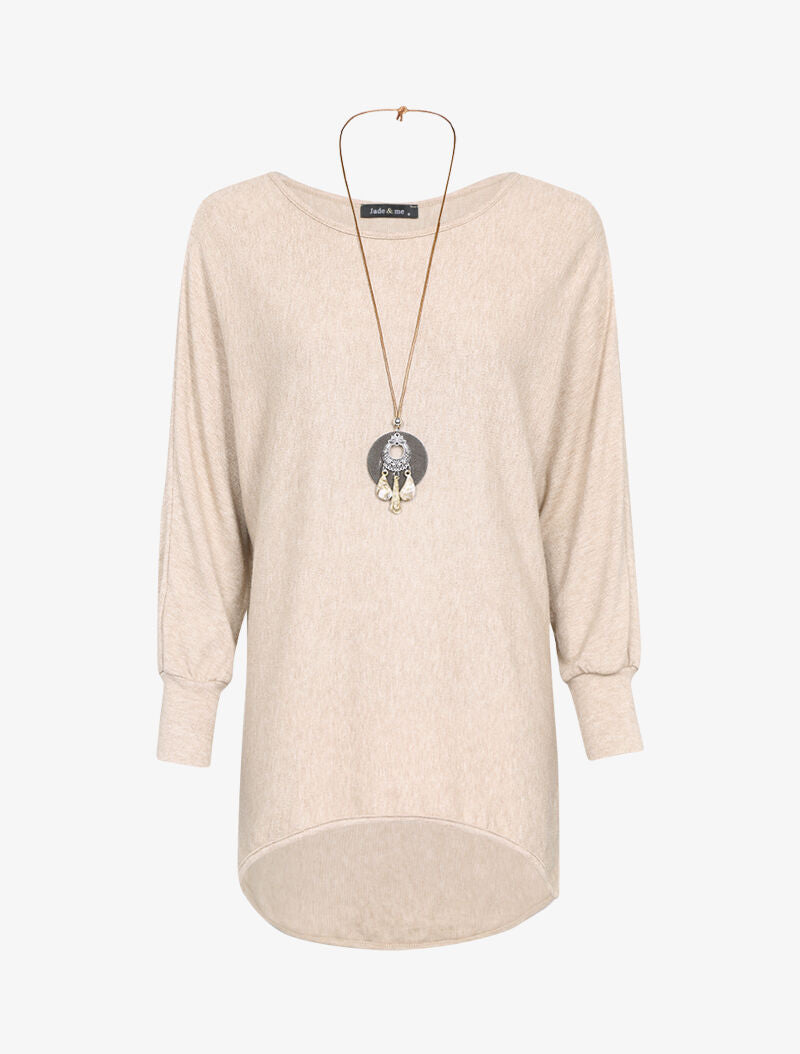 Tunique manches chauve-souris - Beige - 4
