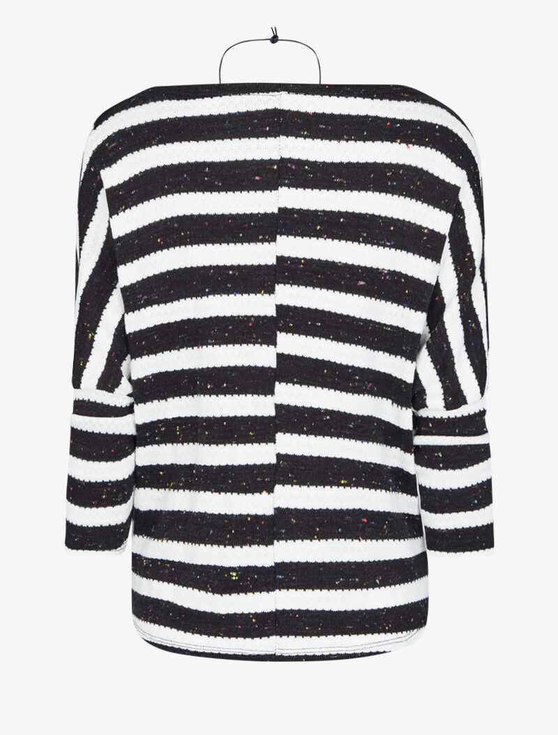 Pull marinière à col bénitier - Noir - 2