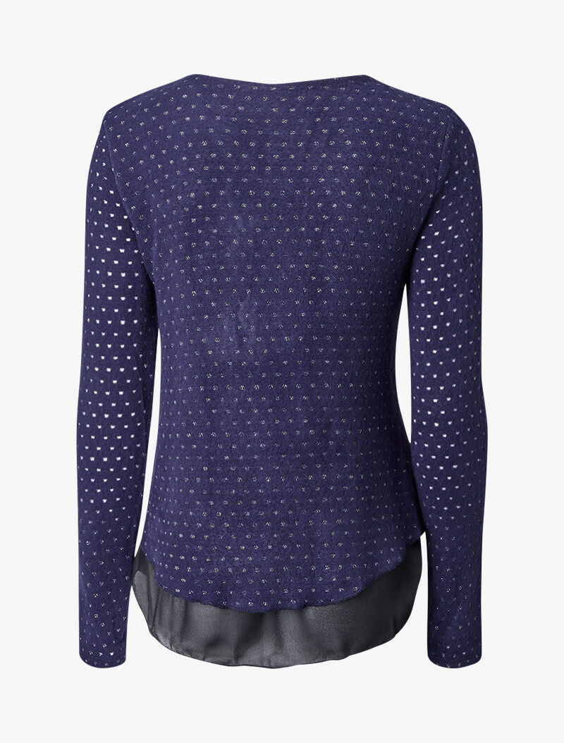 Pull en maille douce à doublure voile - Marine - 3