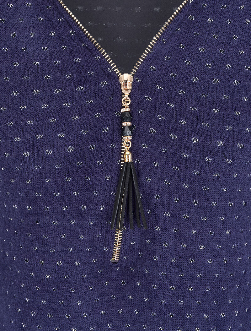 Pull en maille douce à doublure voile - Marine - 4