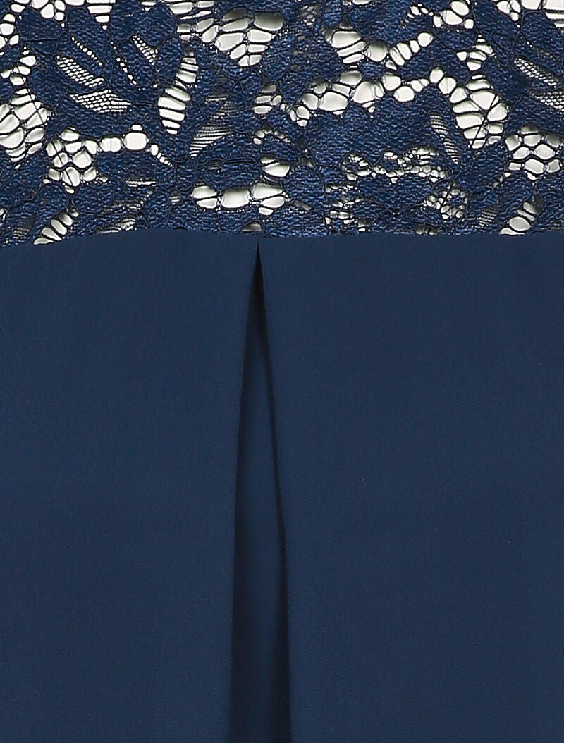 Top à empiécement dentelle - Bleu marine - 3