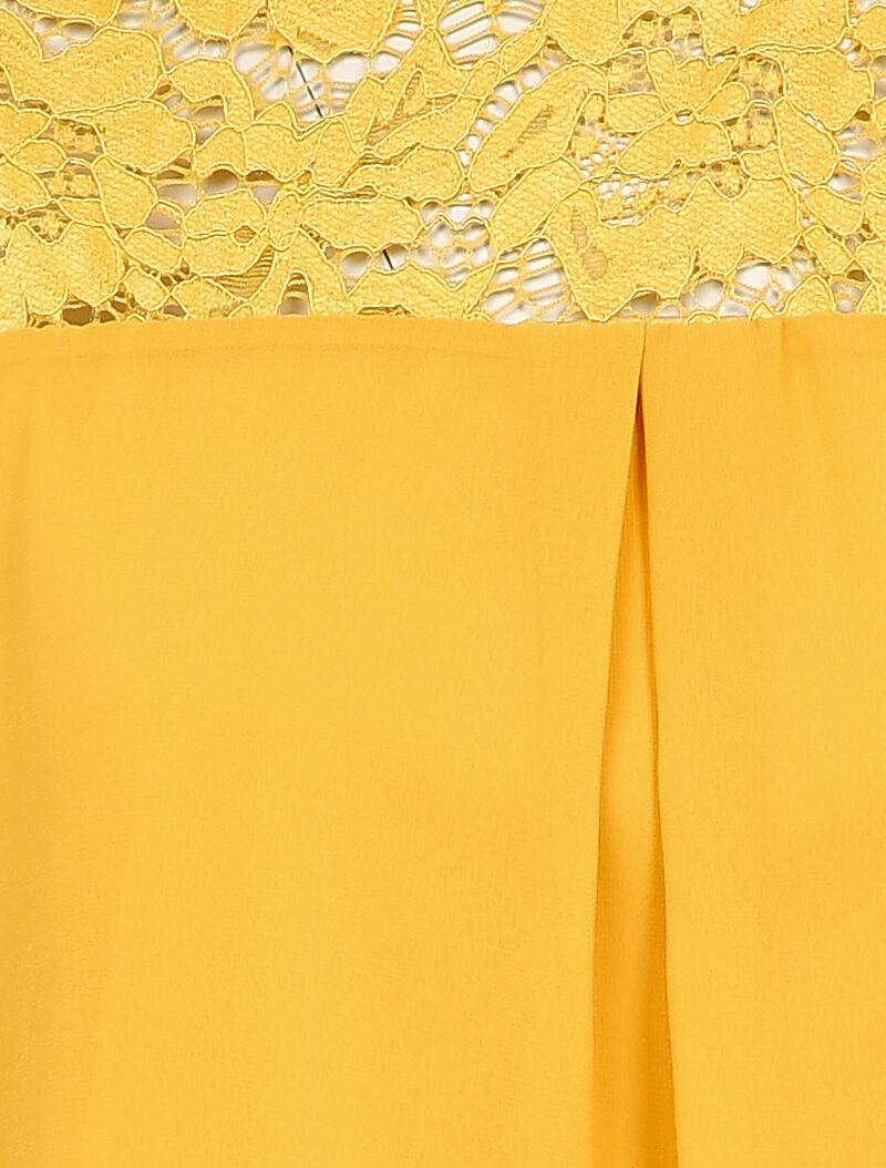 Top à empiécement dentelle - Jaune - 3
