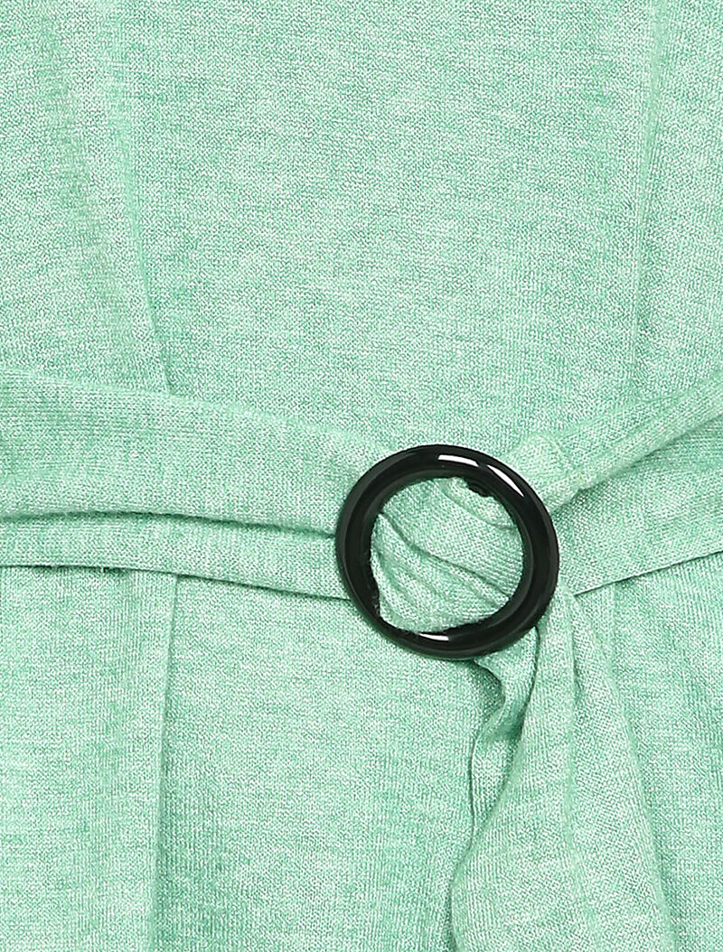 Pull stretch uni avec ceinture stylisée - Vert - 4