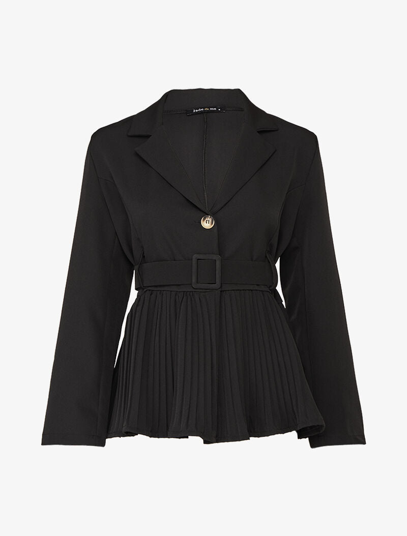 Veste péplum à plis accordéon - Noir - 1