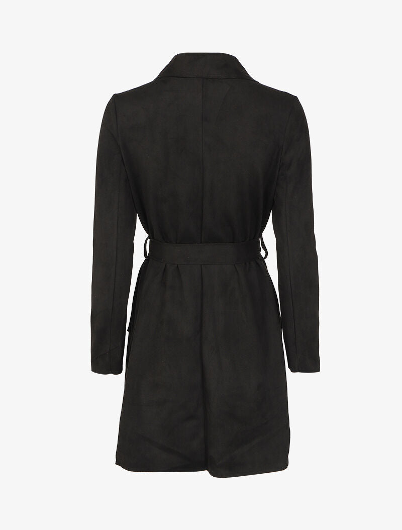 Veste style trench en suédine - Noir - 2