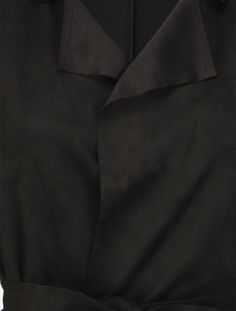 Veste style trench en suédine - Noir - 3