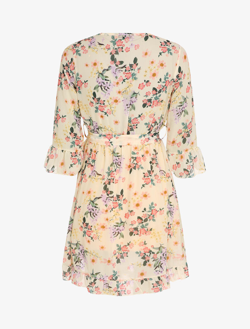 Robe cache-coeur à petites fleurs - Blanc - 2