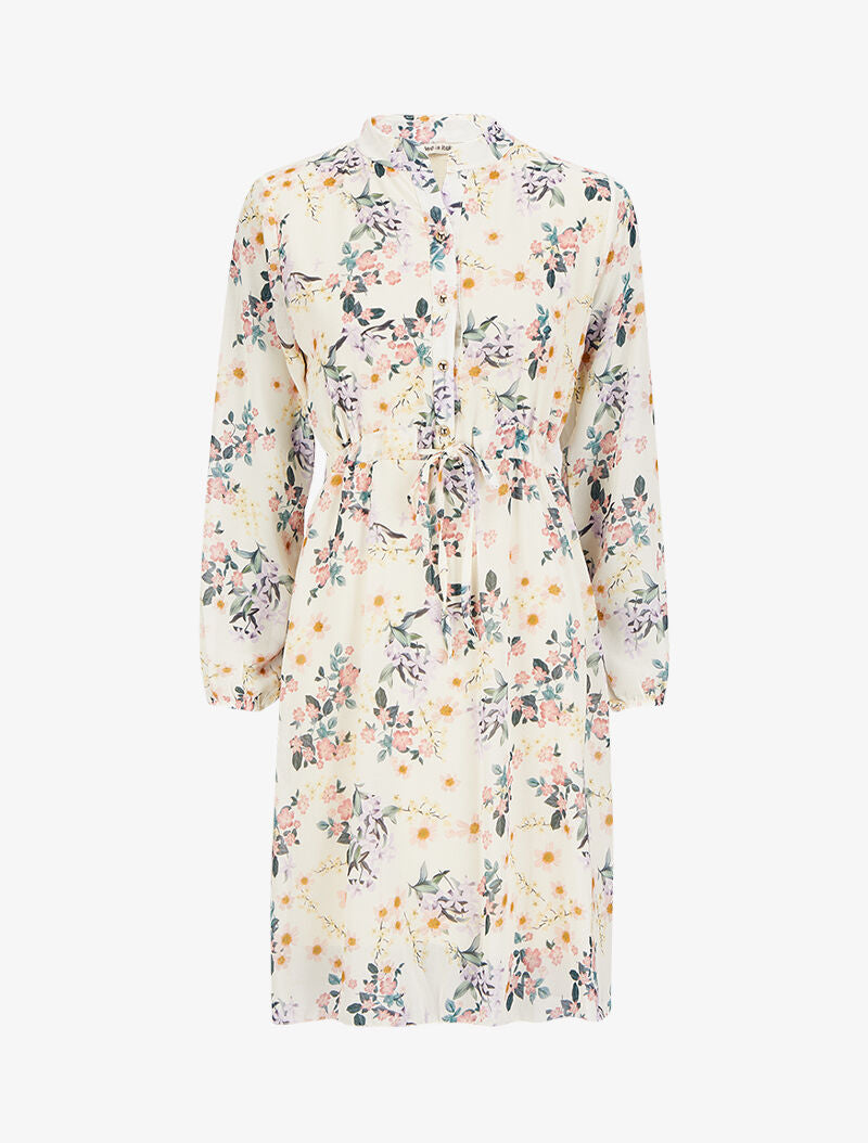 Robe imprimé bouquet sauvage à liens de serrage - Écru - 4