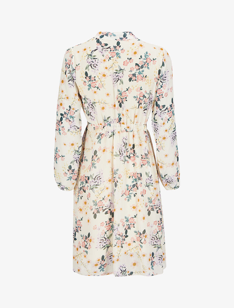 Robe imprimé bouquet sauvage à liens de serrage - Écru - 2