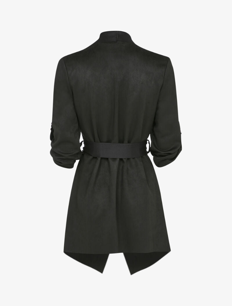 Veste en suédine à manches 3/4 à sangles - Noir - 2