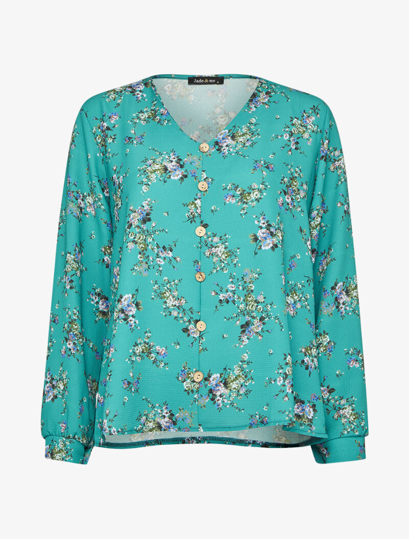 Top oversize à motifs bouquet de roses - Vert - 3