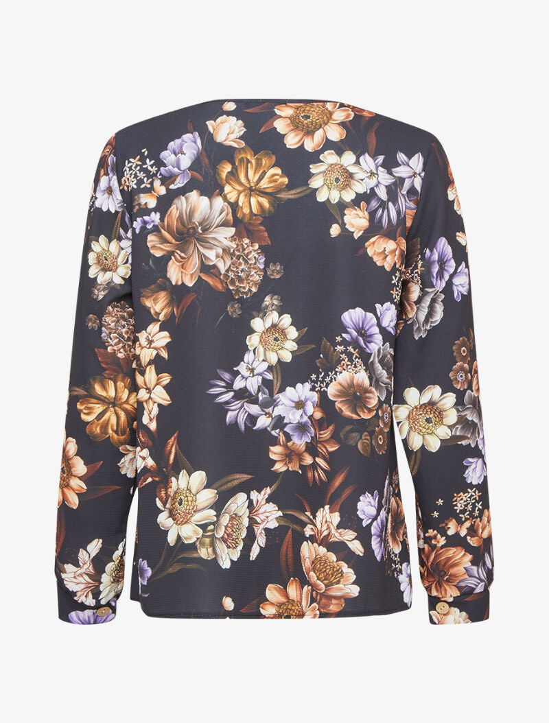 Top oversize à motifs pivoines - Noir - 2