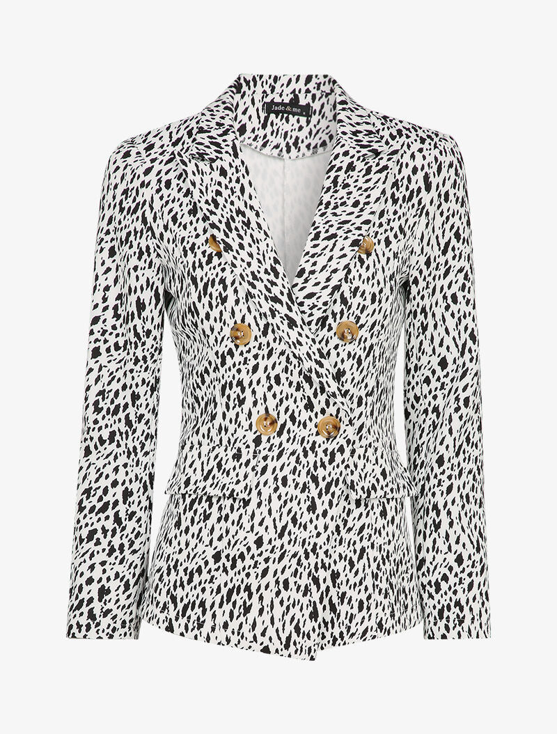 Blazer imprimé moucheté - Blanc/noir - 4