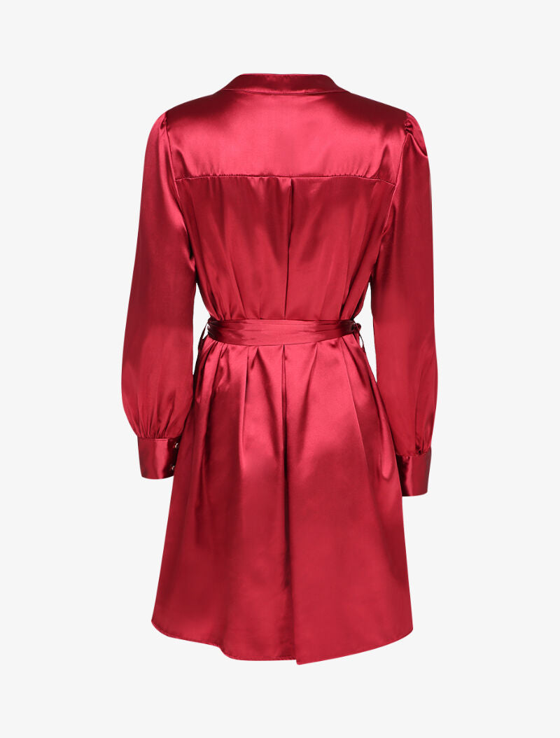Robe droite satinée - Bordeaux - 2