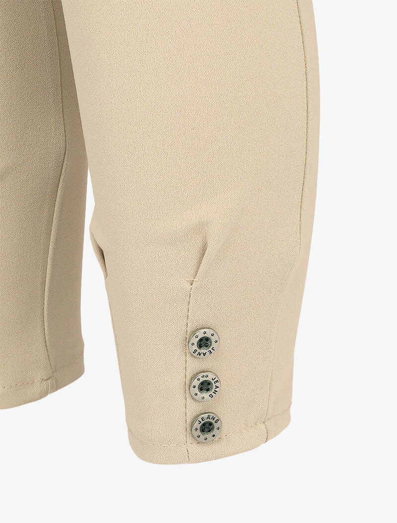 Pantalon 7/8 à taille élastiquée - Beige - 3