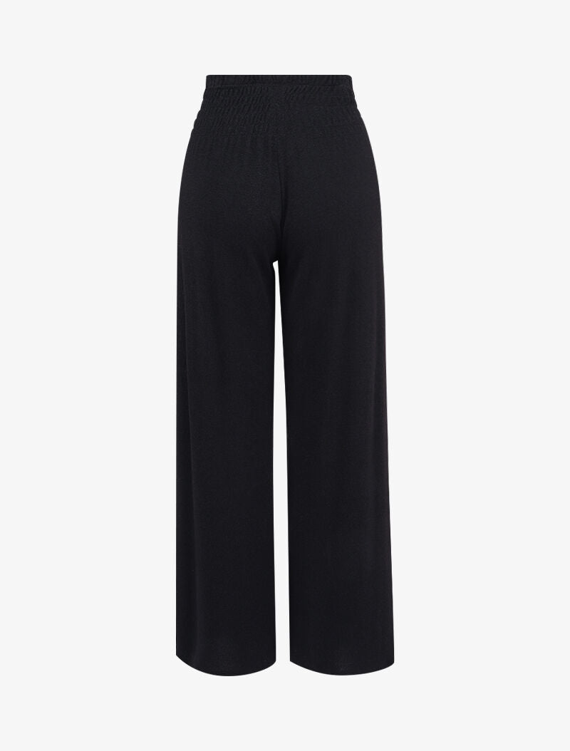 Pantalon en maille douce coupe droite - Noir - 2