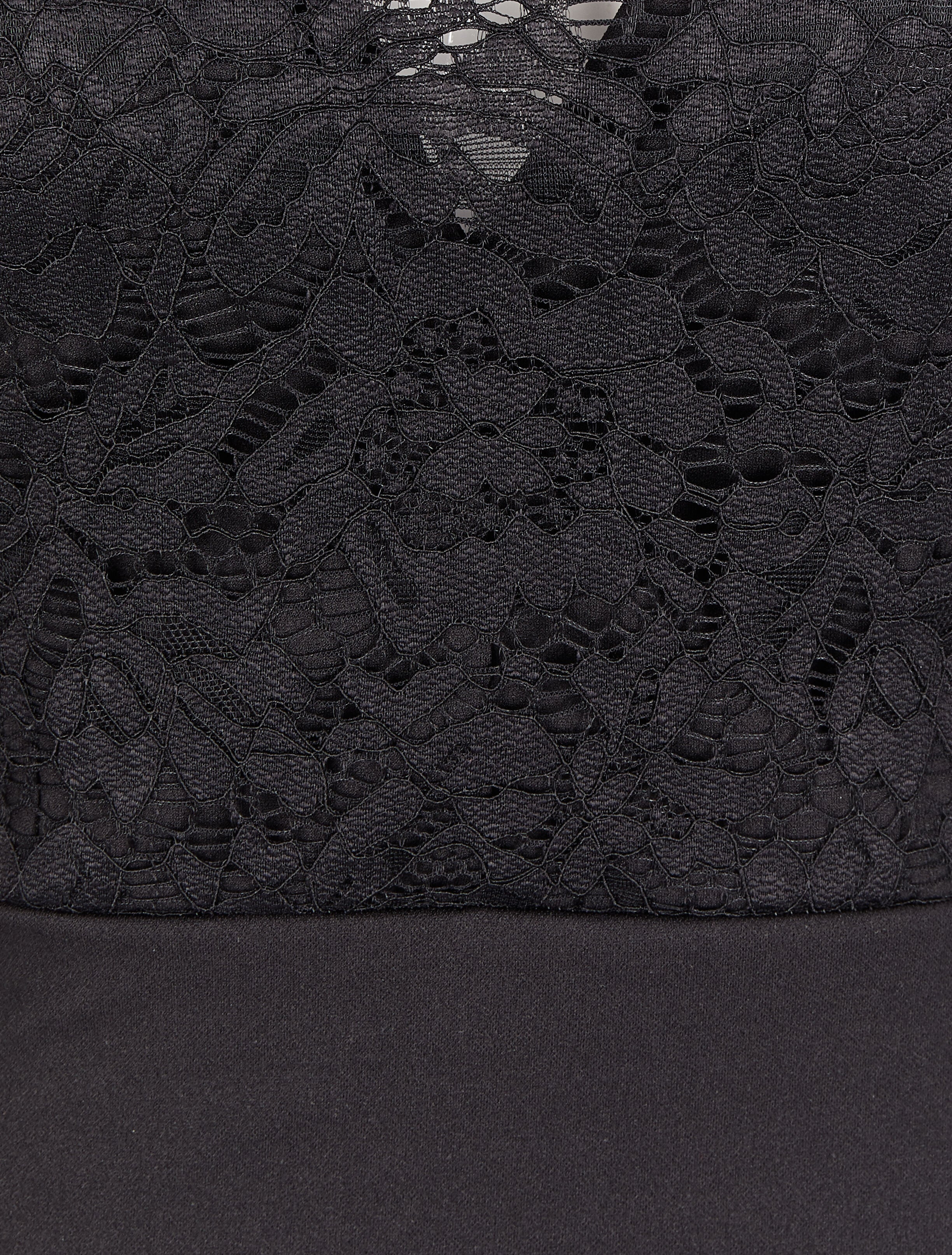 Robe drapée à empiècement dentelle - Noir - 3
