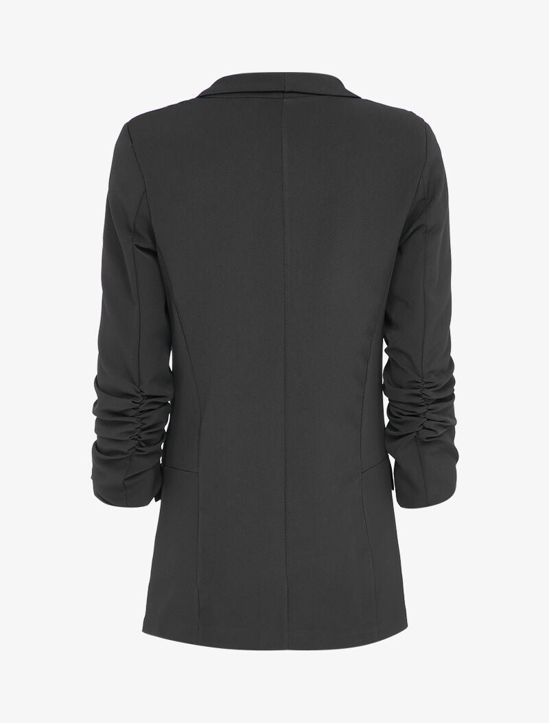 Blazer oversize à manches coudées froncées - Noir - 2