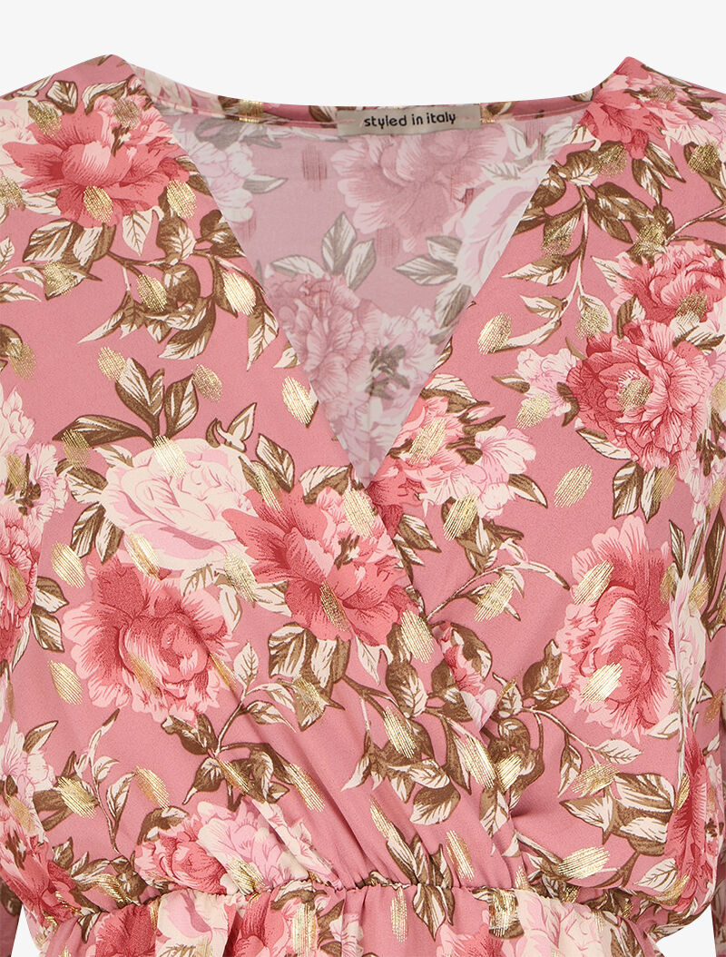 Robe longue à imprimé roses - Rose - 3