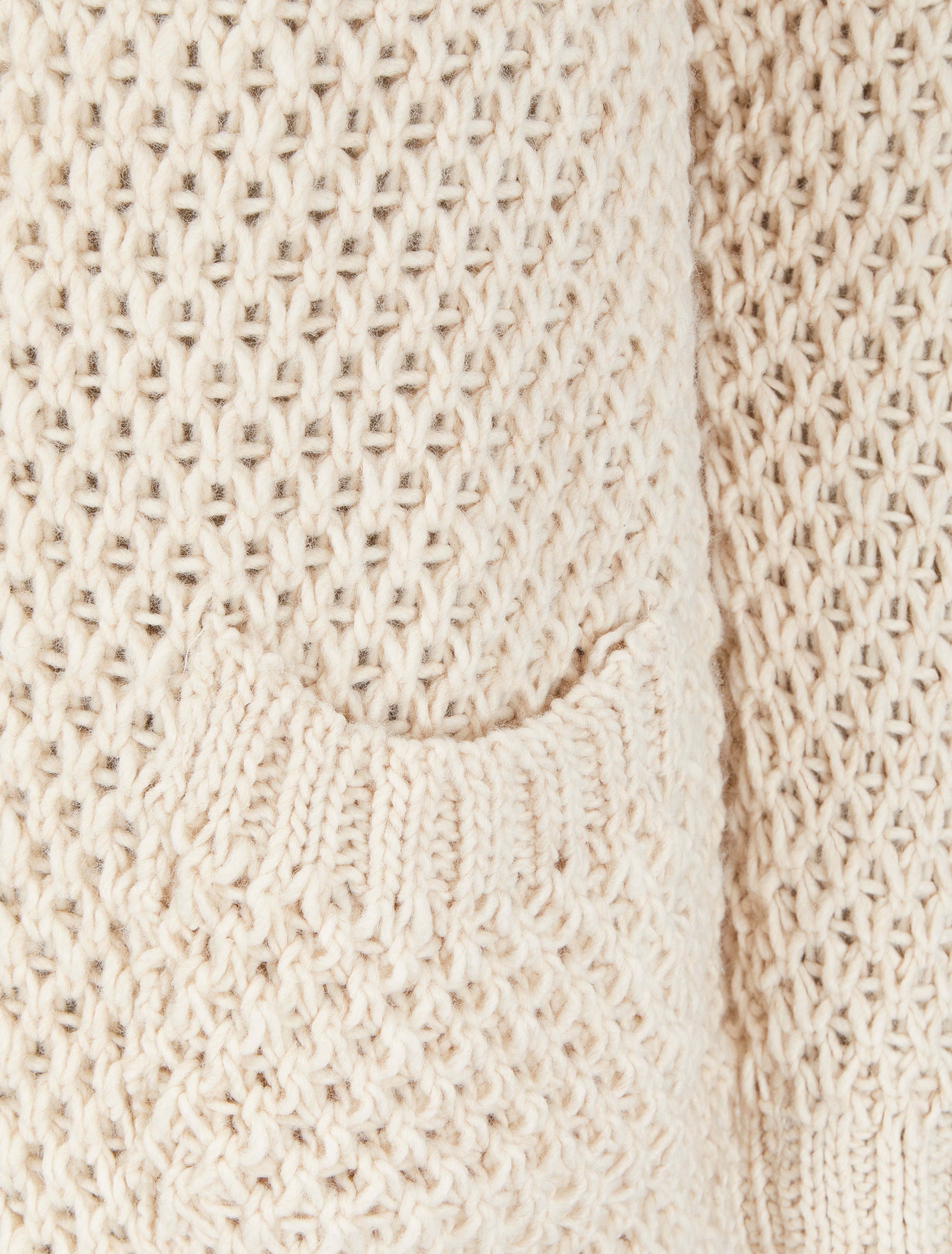 Gilet ouvert en maille crochet - Beige - 3