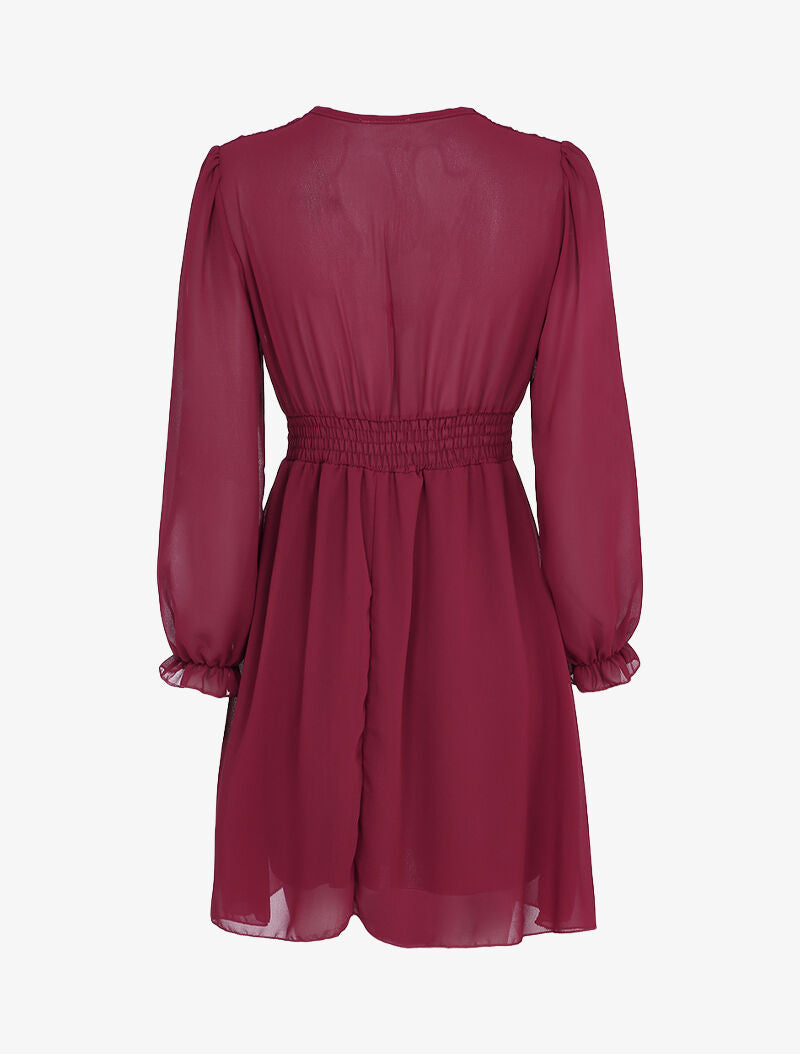 Robe empire à manches bouffantes transparentes - Bordeaux - 2