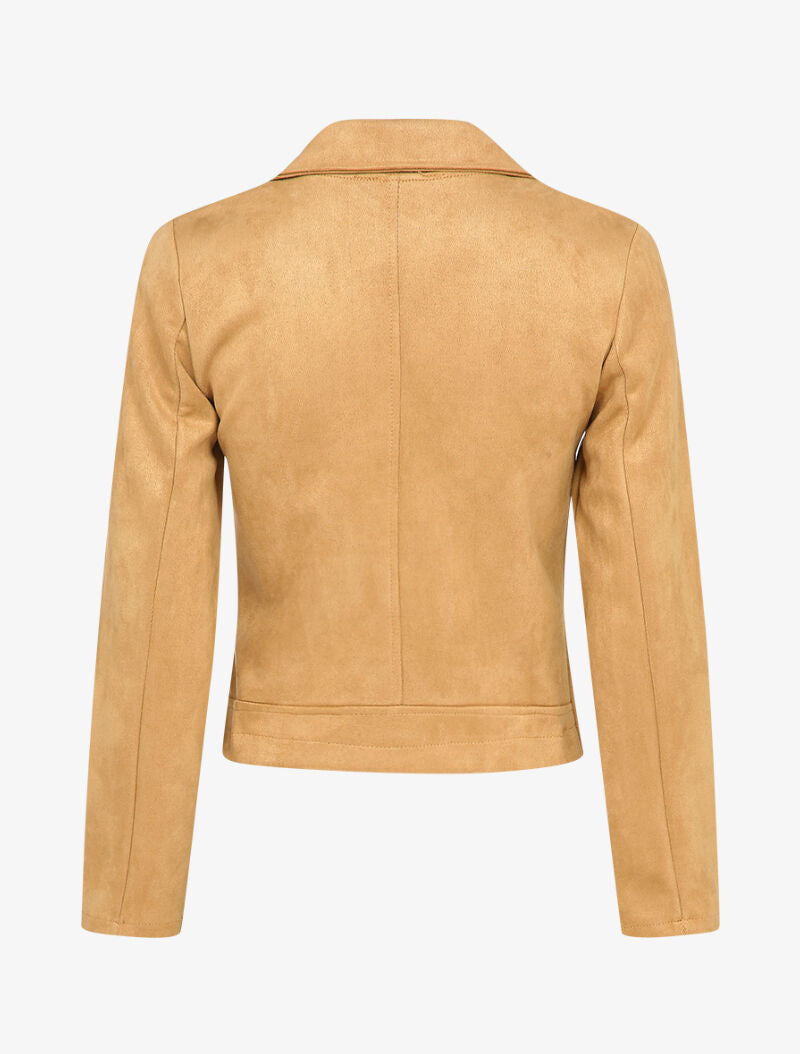 Veste unie courte en suédine - Beige - 2