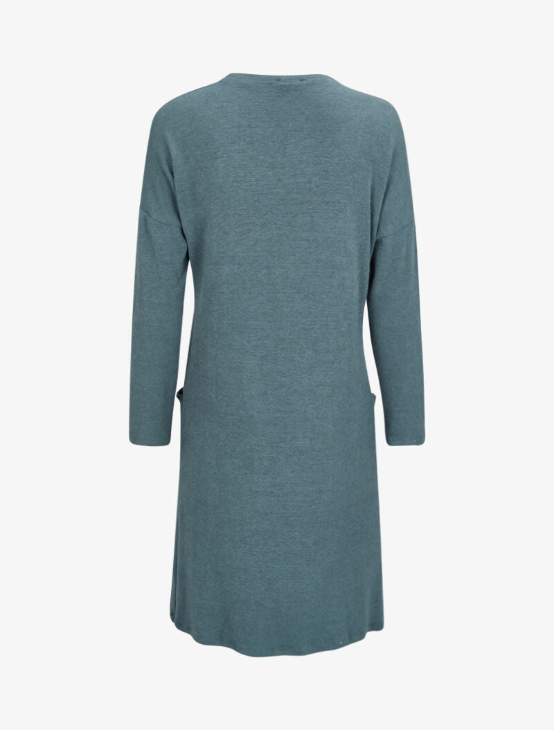 Gilet doux et long à poches plaquées - Bleu gris - 2