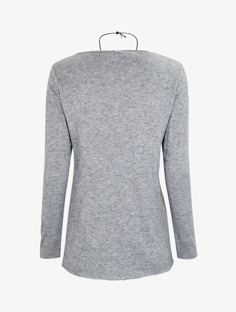 Top à bords irisés avec sautoir - Gris chiné - 2