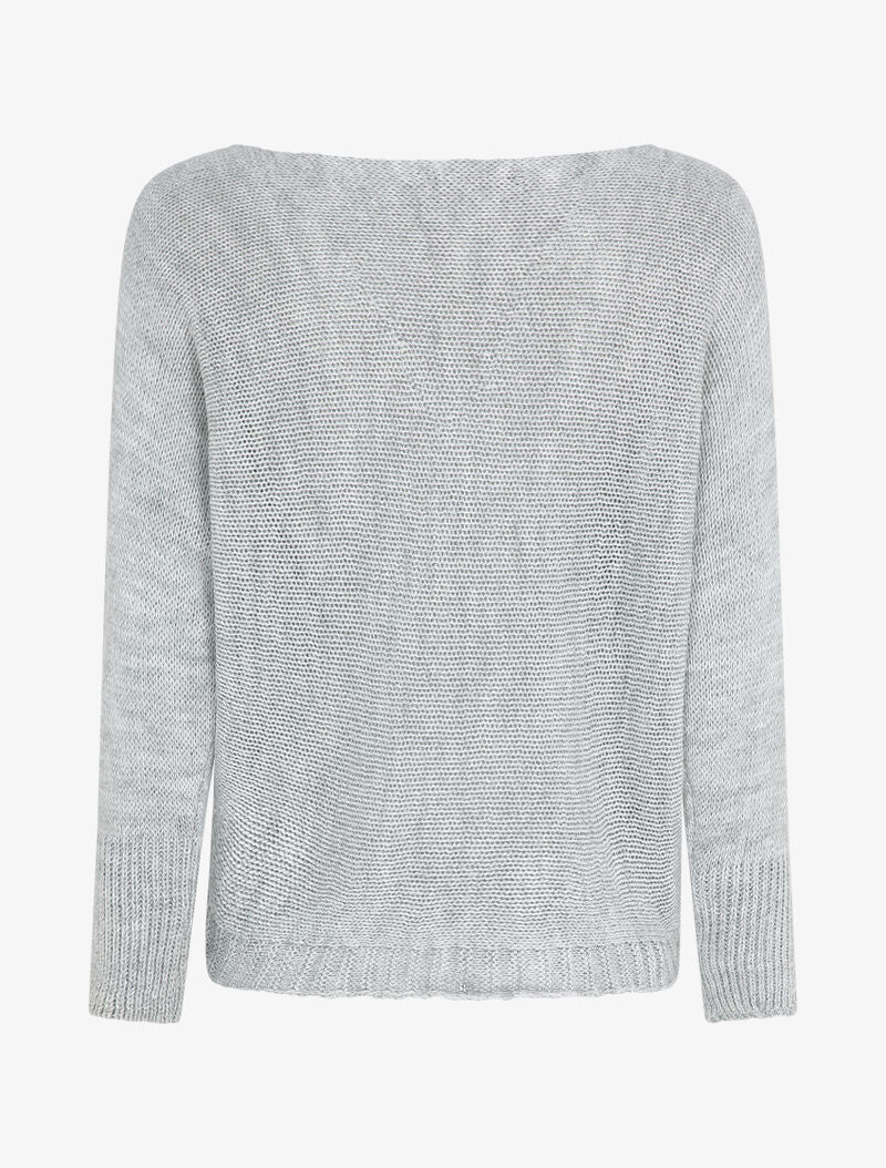 Pull à col bénitier et manches dolman - Gris clair - 2