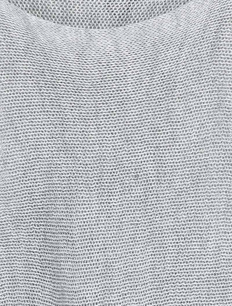 Pull à col bénitier et manches dolman - Gris clair - 3