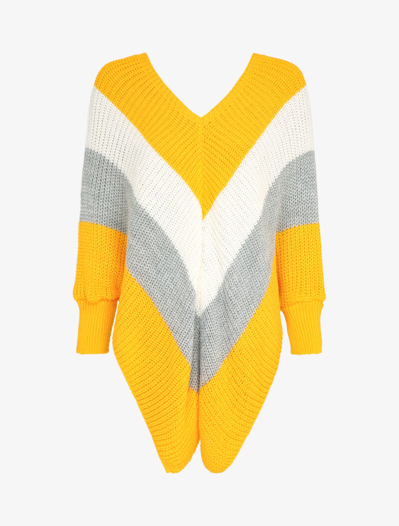 Pull style poncho à bords asymétriques - Jaune - 4