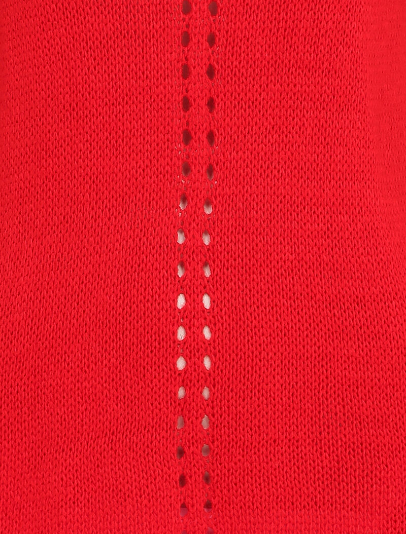 Pull à dos long ajouré et stylisé - Rouge - 3