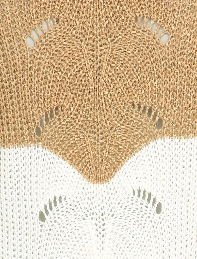 Pull long color block en maille - Camel - 3