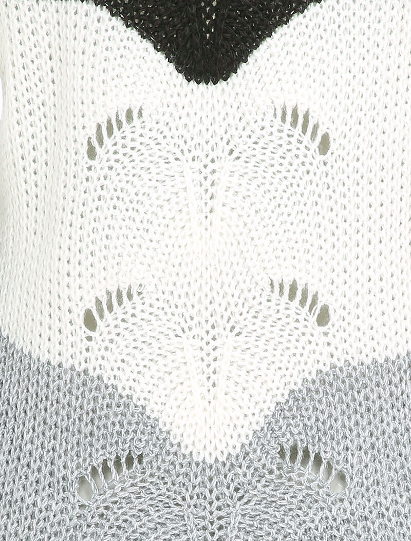 Pull long color block en maille - Noir - 3