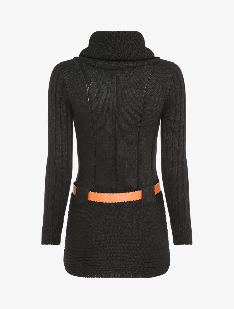 Pull à col roulé long en maille - Noir - 2