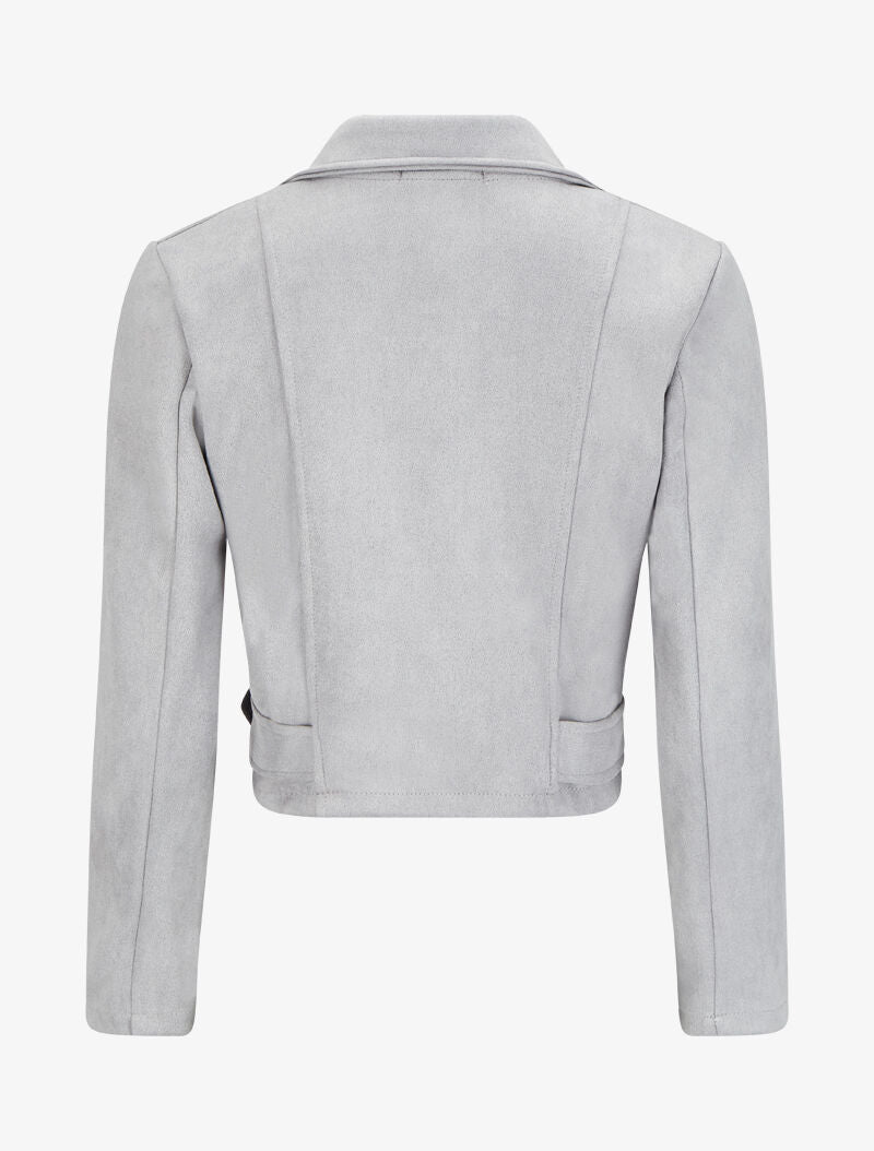 Perfecto en suédine à zips stylisés - Gris foncé - 2