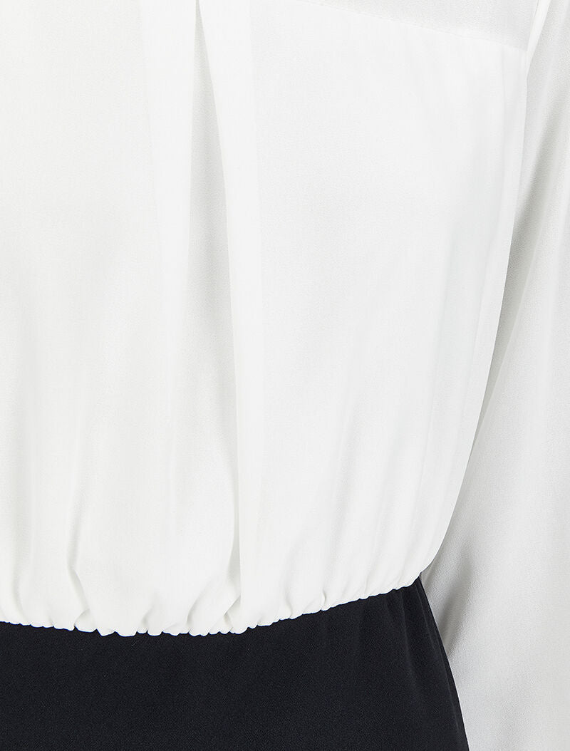 Robe fourreau à buste en voile - Blanc - 3
