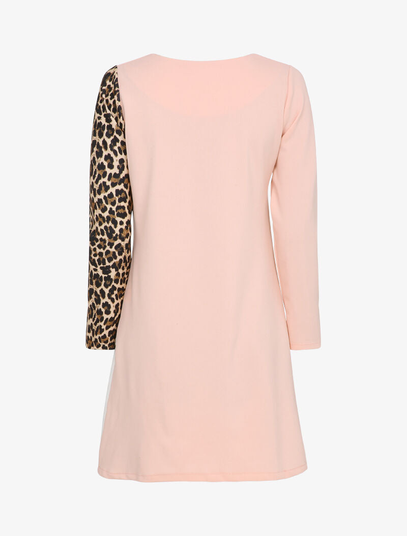 Robe fluide color block imprimé léopard - Rose - 2