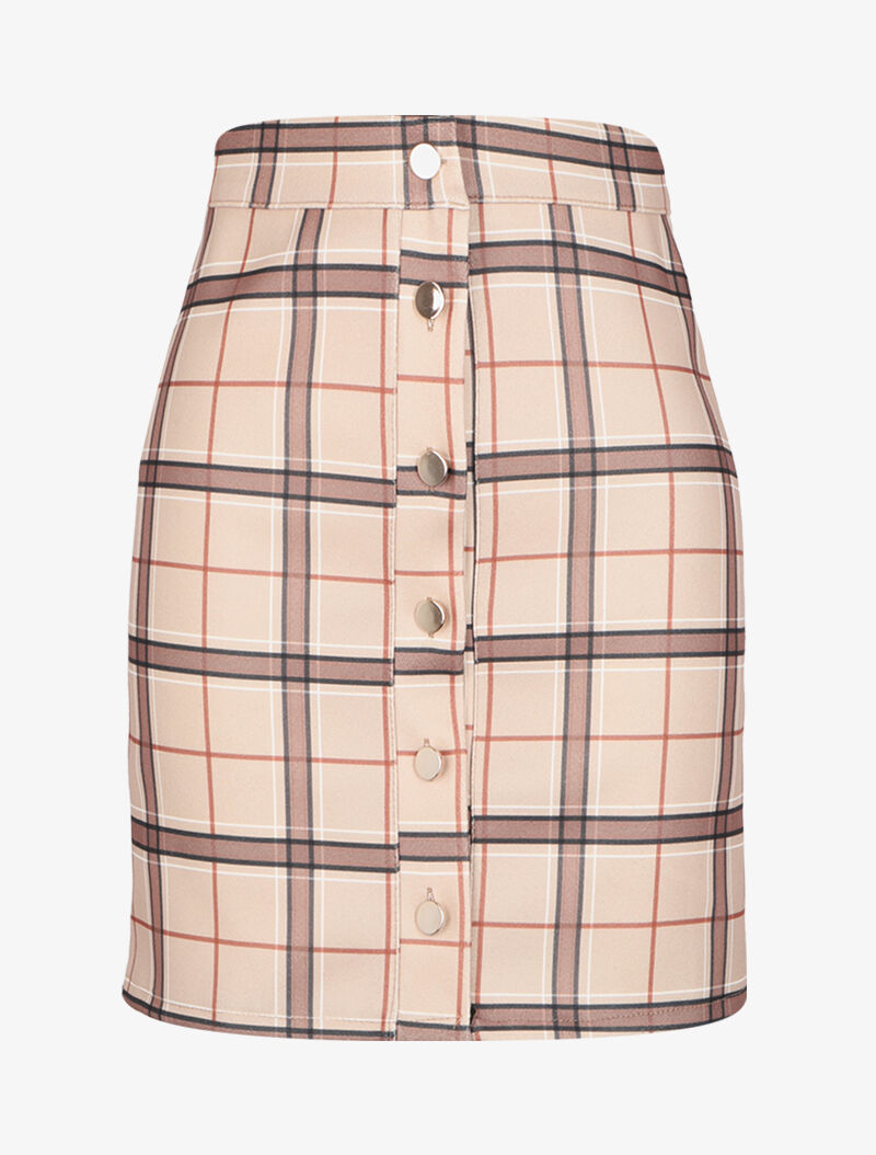 Jupe à imprimé tartan - Beige - 4