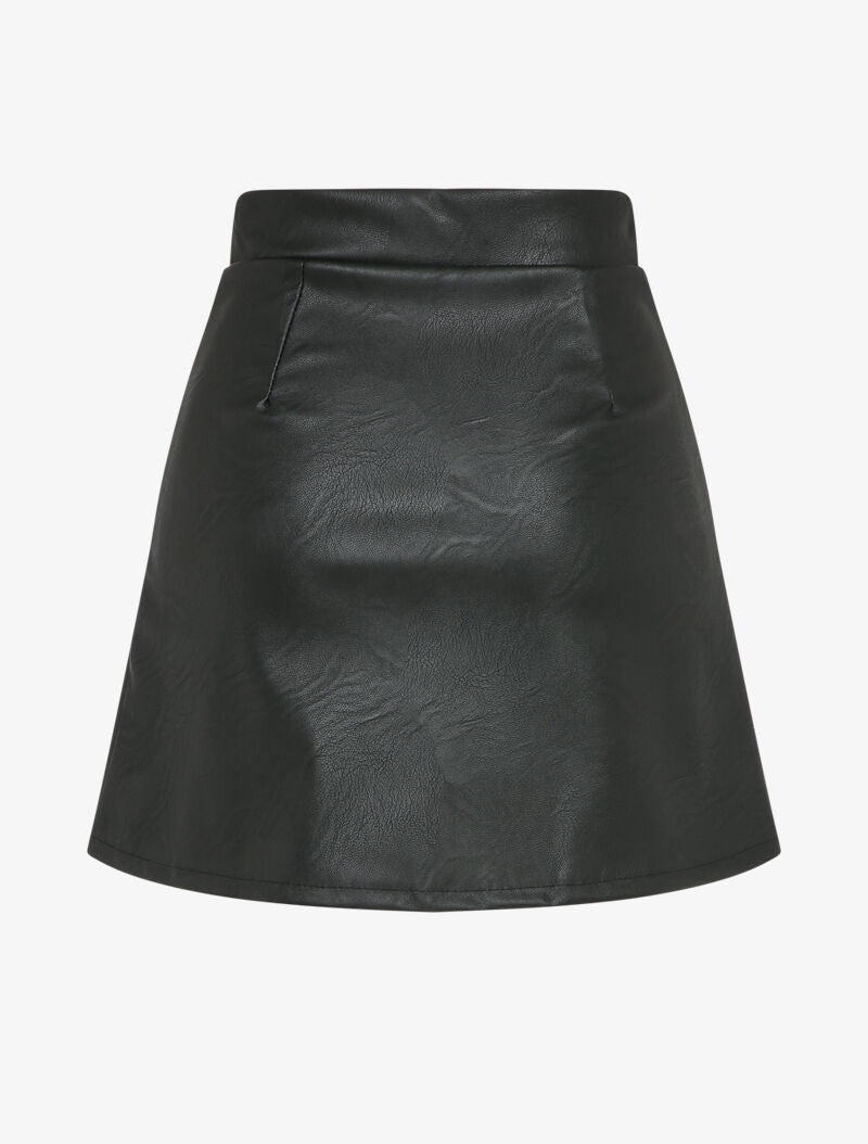 Mini-jupe en simili style portefeuille - Noir - 2