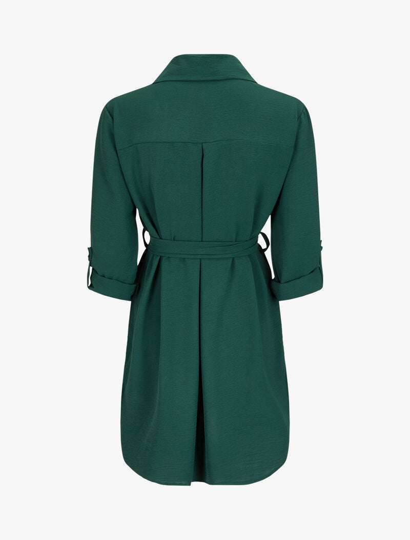 Tunique style chemise à poches plaquées - Vert sapin - 2