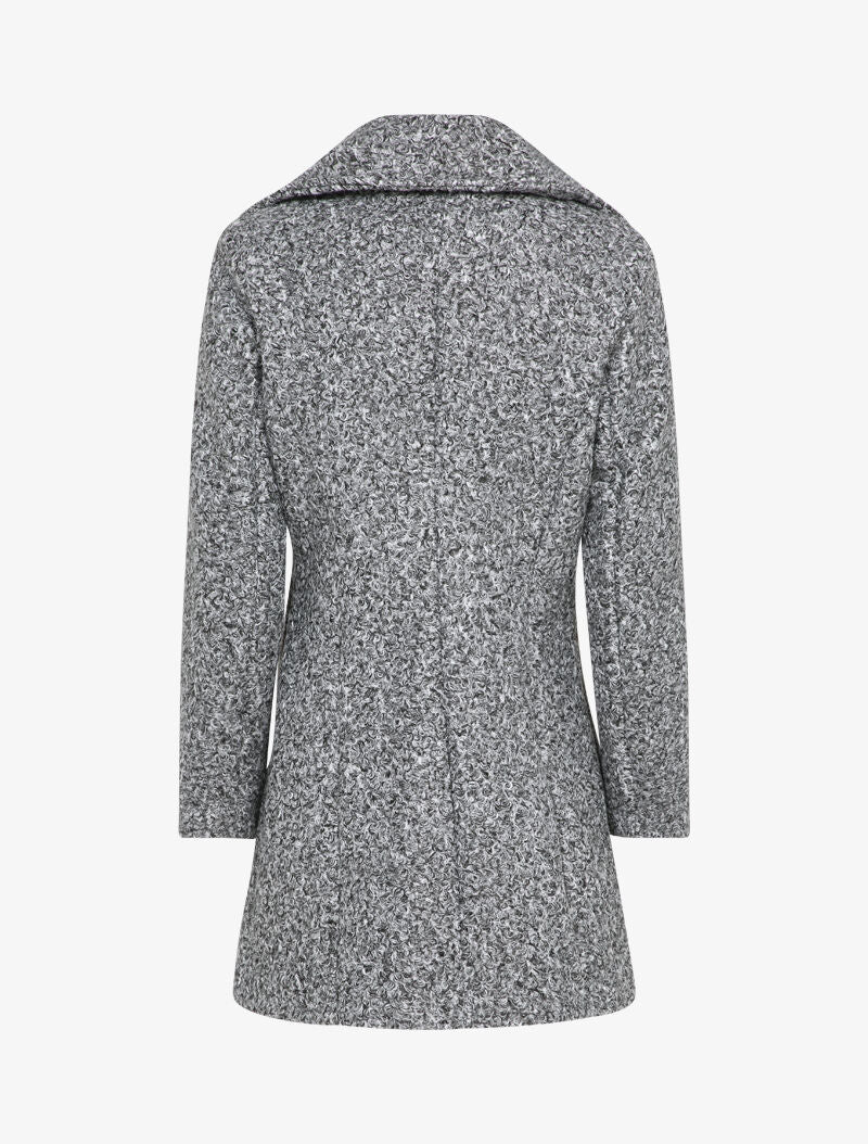 Manteau mi-long à pans croisés effet laine bouclée - Gris foncé - 2